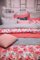 Bed linen with blanket and pillows