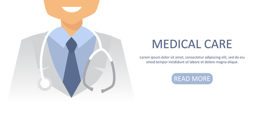Doctor close up. Medical background. Vector illustration.