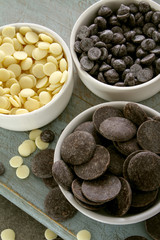 assorted confectioners chocolate in dishes