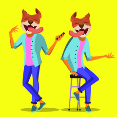 Minimal Surrealism Vector. Memphis Style. Holographic Style Colors. Creative Person. Surreal People. Flat Illustration