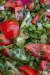 Chopped fresh vegetable salad of tomatoes, cucumbers, green onions