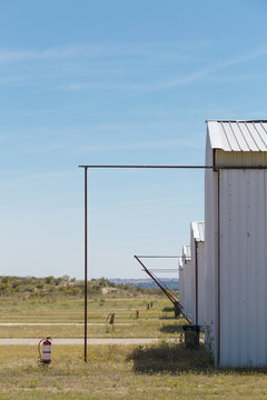 partial view of the hangars of an airfield