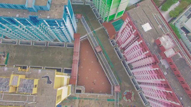 Multicoloured Rochor centre building an aerial view made in 1977, Singapore