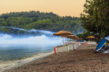 Camping on Foggy Beach