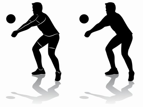 silhouette of a volleyball player , vector draw