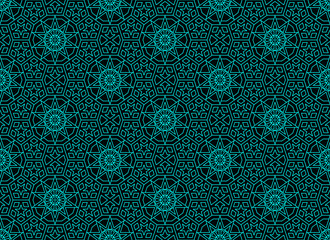 Arabian night: traditional indian/arabic seamless ornament, bright turquoise color