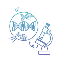 dna chain with microscope vector illustration design