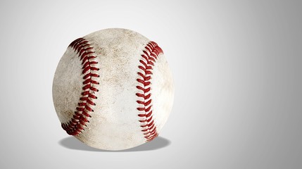 Closeup of dirty baseball isolated on white