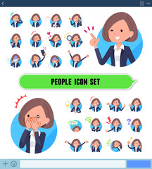 flat type Black jacket pants business women_icon