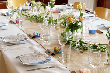 Wedding table with decorations, elegant setting