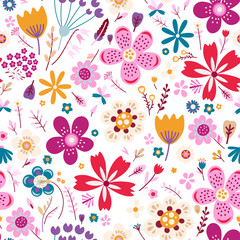 Amazing floral vector seamless pattern of flowers