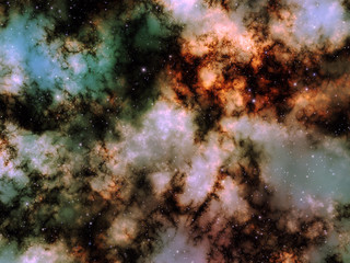 Nebula dust and clouds with star cluster in space