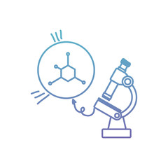 structure molecular with microscope vector illustration design