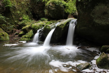 Cascade with dynamic water blurring