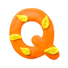 Autumn plasticine letter Q of the English alphabet