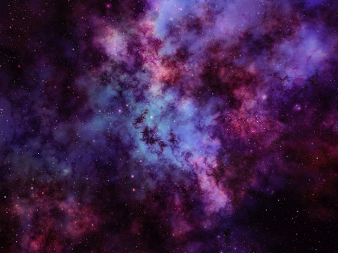 Colorful purple clouds of nebula with stars in deep space © Viktor Sazonov