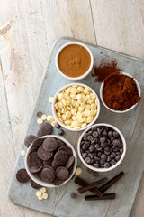 assorted confectioners chocolate in dishes