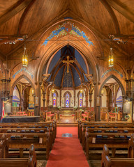 Fototapeta na wymiar Interior of the historic St. John's Anglican Church of Lunenburg, Nova Scotia