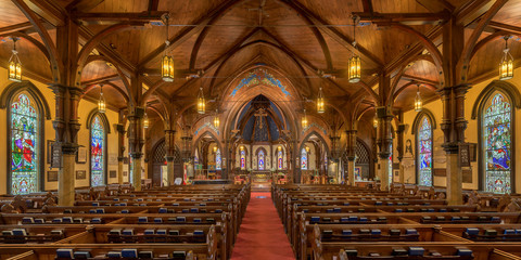 Interior of the historic St. John's Anglican Church of Lunenburg, Nova Scotia