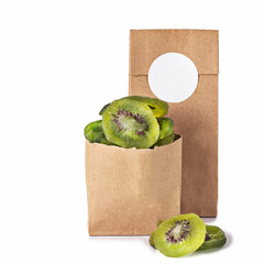 Dried kiwi fruit  in the craft package.