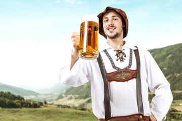Bavarian people and free space for your decoration. 