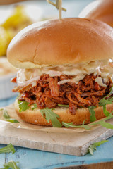 pulled pork burger meal