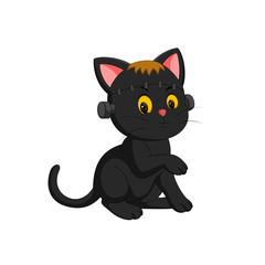 Illustration of Halloween kitten cartoon
