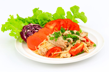 Spicy mushroom salad, Thai style, a kind of clean food. 