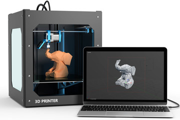 3D drucker mit Computer und 3D Software