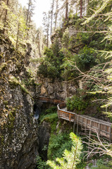 Zermatt, Gornerschlucht, Schlucht, Wasserfall, Wald, Waldweg, Wanderweg, Alpen, Wallis, Sommer, Schweiz