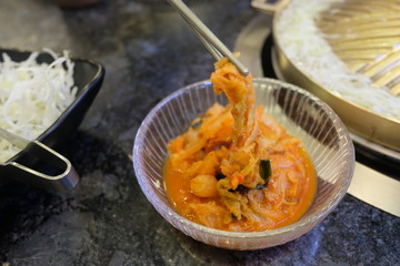 Kimchi salad with rice ,korean food traditional