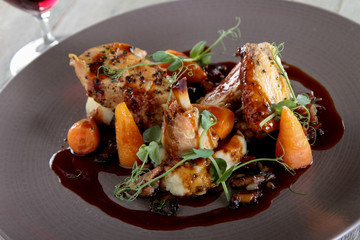 plated chicken dinner