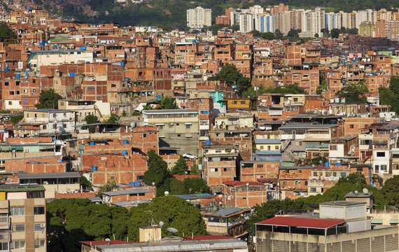 Fototapeta Panorama of Petare Slum in Caracas, capital city of Venezuela. Petare is regarded as one of the largest slums in the world