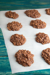 No Bake Chocolate Peanut Butter and Oat Cookies