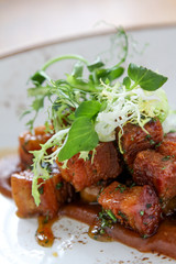 plated belly pork appetizer