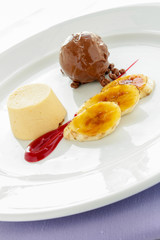 gourmet plated dessert pudding