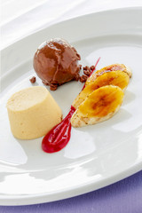 gourmet plated dessert pudding