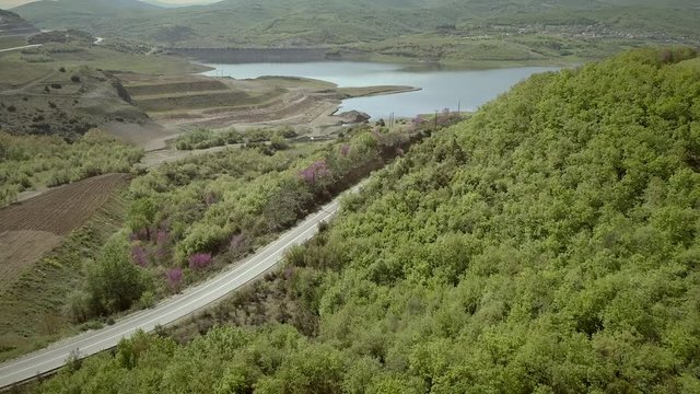 Aerial view of the Techniti Limni Smokovou lake in Greece.