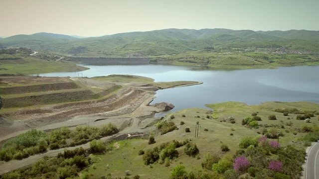 Aerial view of the Techniti Limni Smokovou lake in Greece.