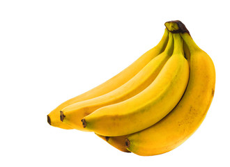 Bunch of yellow bananas isolated on white background