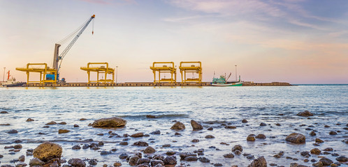 Industrial port on evening time