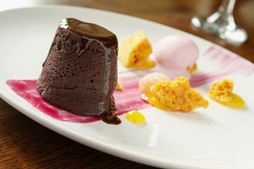 plated gourmet chocolate dessert