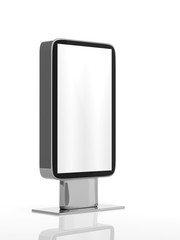 Outdoor Advertising Stand Display (empty banner lightbox) - mockup template isolated on white. 3D rendering