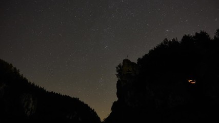 Falling Perseids in night sky