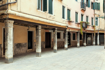 Little square in the medieval center of Venice