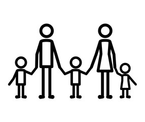 parents couple with kids figures vector illustration design