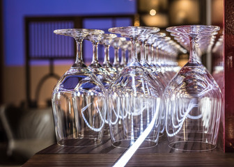 Abstract empty of wine glasses, color background