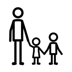 father with son and daughter figures silhouettes vector illustration design