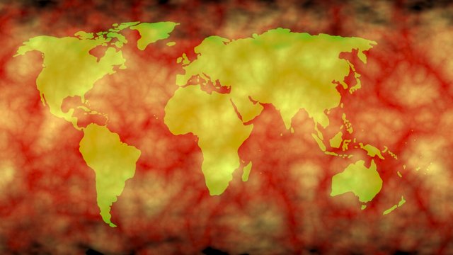 Hot Air , Heat Covering Earth, World Map. 3d Render