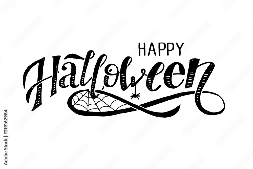 Sticker Happy Halloween lettering Calligraphy Brush Text Holiday Vector Sticker